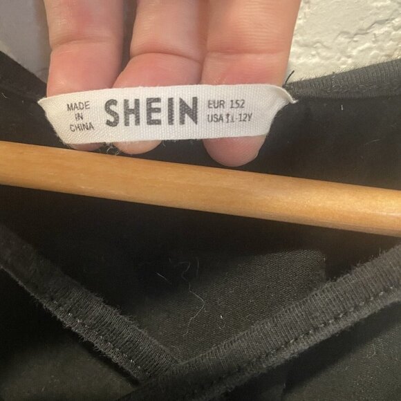 Shein Girls Black Cotton Mini Size 11-12 Years Round Neck Sleeveless Spaghetti - Picture 4 of 6